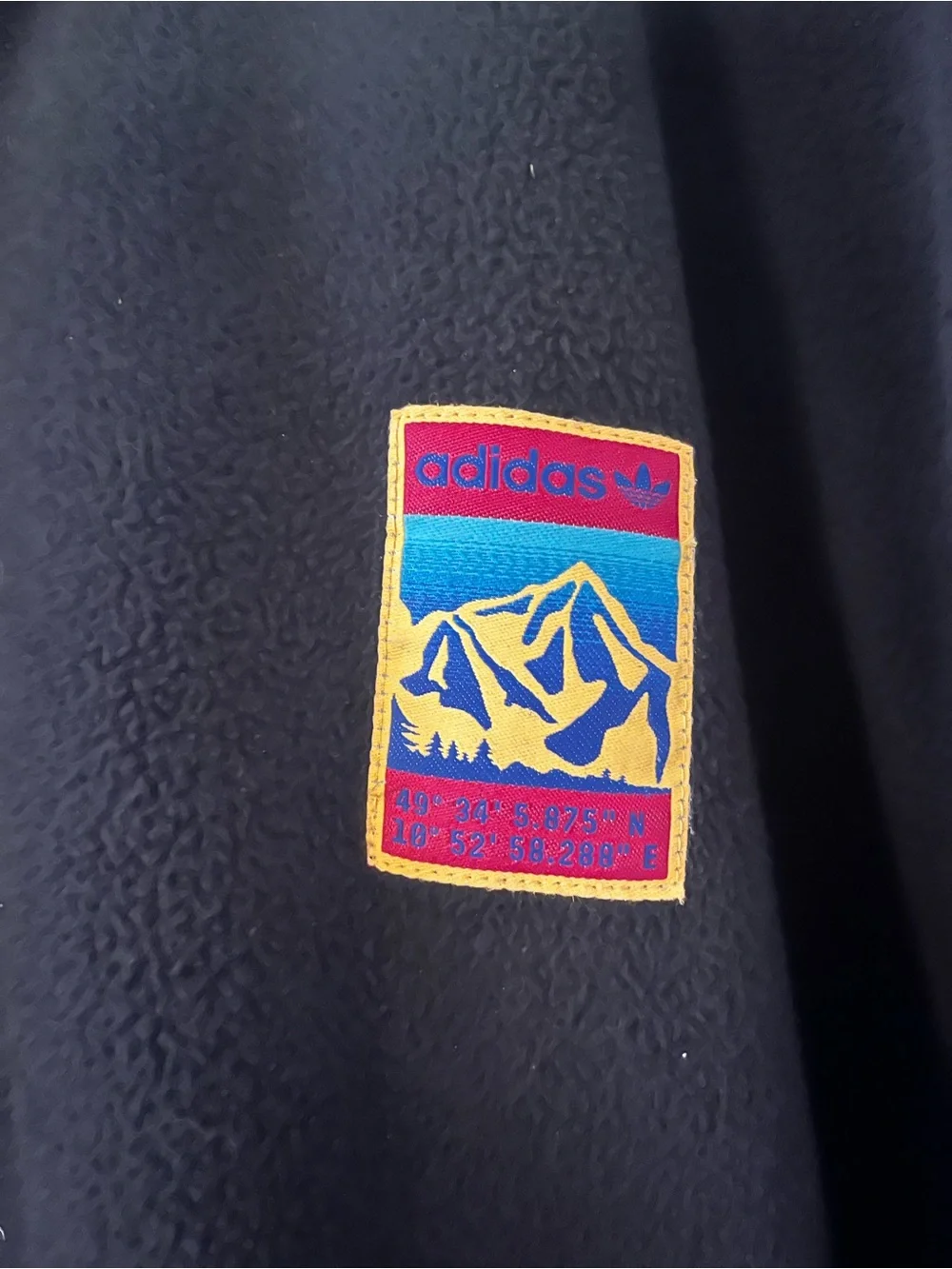 adidas Black Zip-Up Fleece Jacket with Subtle Red Trim super rare